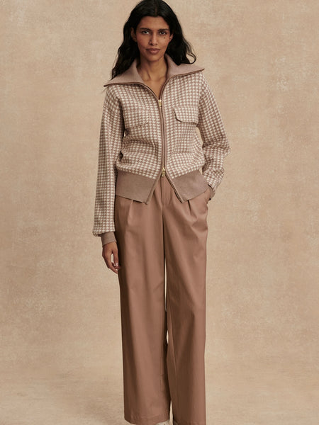 Ablett Jacquard Knit Jacket in Taupe