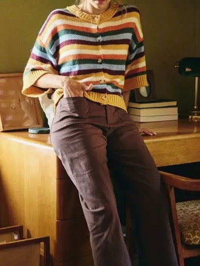 Maple Street Stripe Cardigan in Mustard