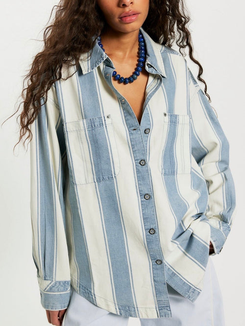 Crossroads Stripe Shirt in Indigo Combo