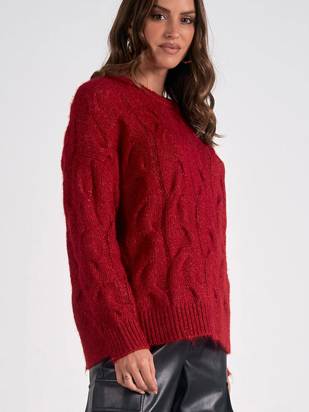 Can You Cable Sweater in Red