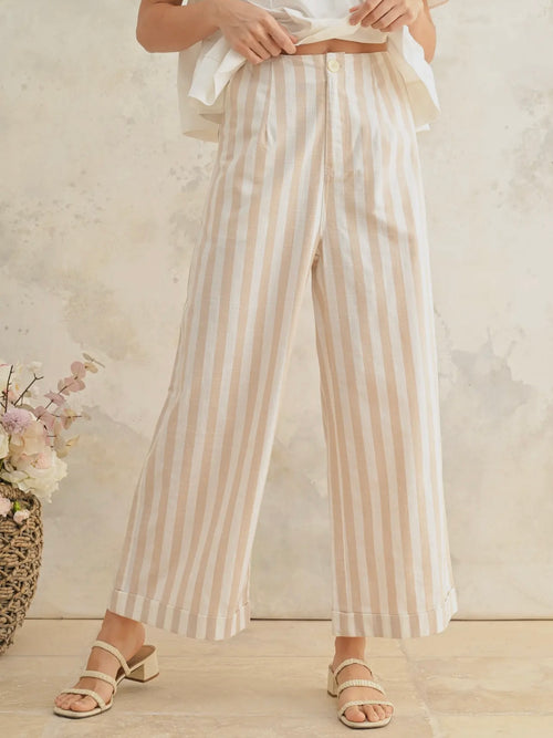 Poolside Stripe Pant in Beige