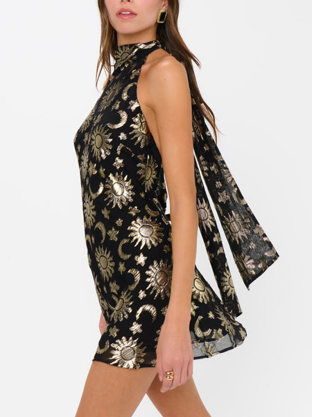 Lisa Mini Dress in Celestial Shimmer Chiffon