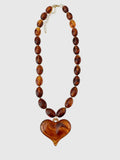 Roxie Beaded Heart Necklace in Tortoise
