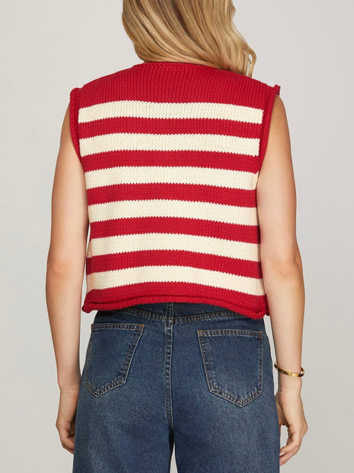 Candy Cane Lane Vest in Red & White