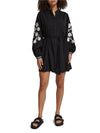 Mini Dress with Sleeve Embroidery in Evening Black