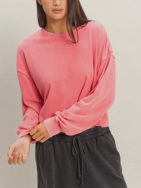 Mottled & Mineral Crop Tee in Taffy Pink