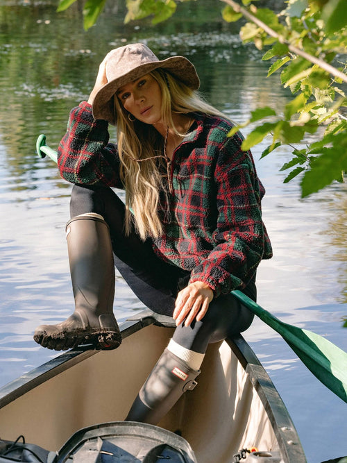 Leona Sherpa Jacket in Pine Hollow Plaid