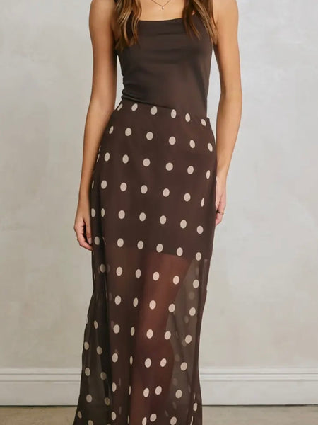 Pull Out All The Dots Skirt in Chocolate