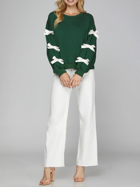 Bows & Ho-Ho-Ho's Sweatshirt in Green