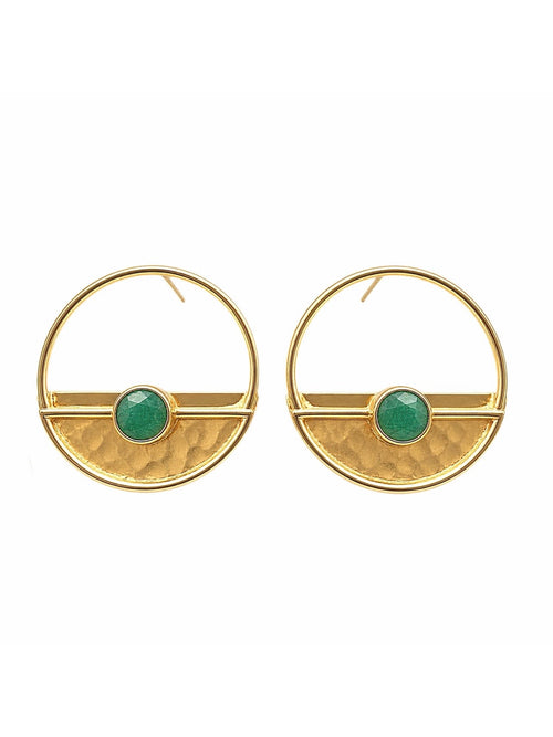 Yarim Ay Green Jade Stud Earrings