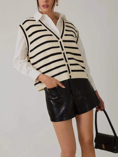 Briggs Terry Short Sleeve Sweatshirt in Night Stripe