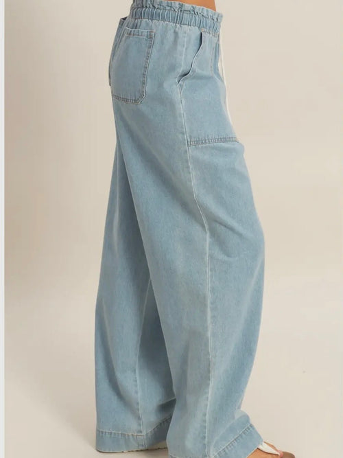 So Soft Drawstring Pants in Light Blue