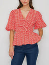 In A Cinch Eyelet Top in Coral