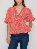 In A Cinch Eyelet Top in Coral
