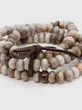 Three Strand Stone Bracelet in Silver Leaf Jasper