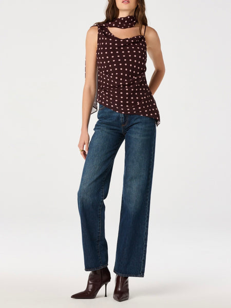 Adrie Top in Brown Polka Dot