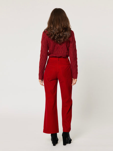 Sailor Velvet Pant in Ruby