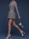 Bubble Sequin Mini Skirt in Silver