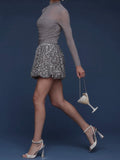 Bubble Sequin Mini Skirt in Silver