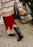 Sassy But Sweet Midi Skirt in Burgundy