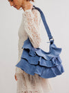 Rae Ruffle Shoulder Bag in Slate
