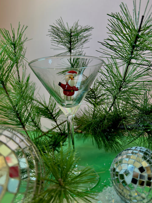 Holiday Icon Martini Glass in Santa