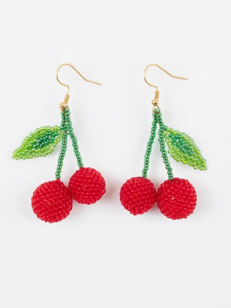 Cherry Beaded Earrings
