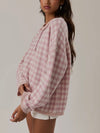Get With Gingham Henley Sweater in Pink