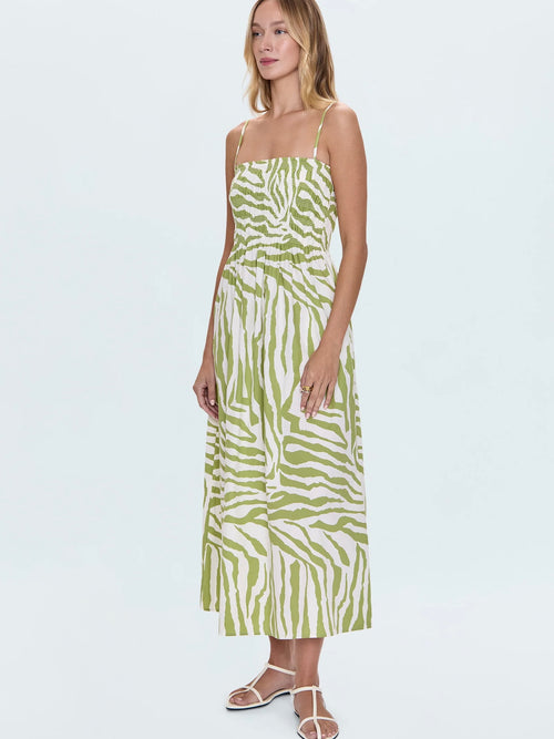 Bianca Smocked Dress in Safari Lime