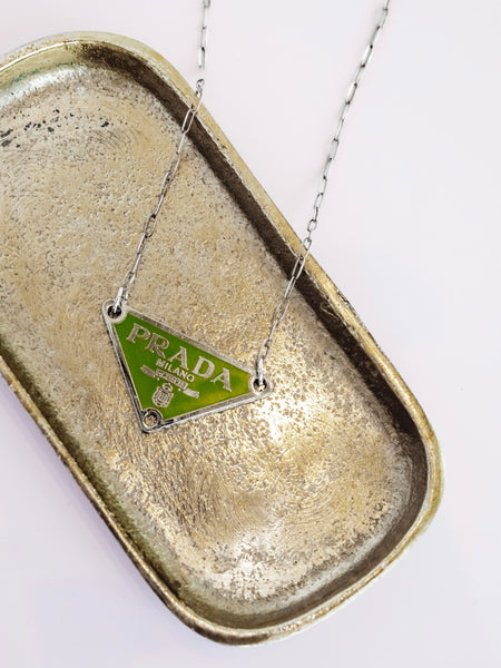Repurposed Triangle Necklace in Avocado
