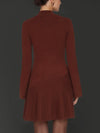 Asymmetrical Hem Mini Sweater Dress in Rust