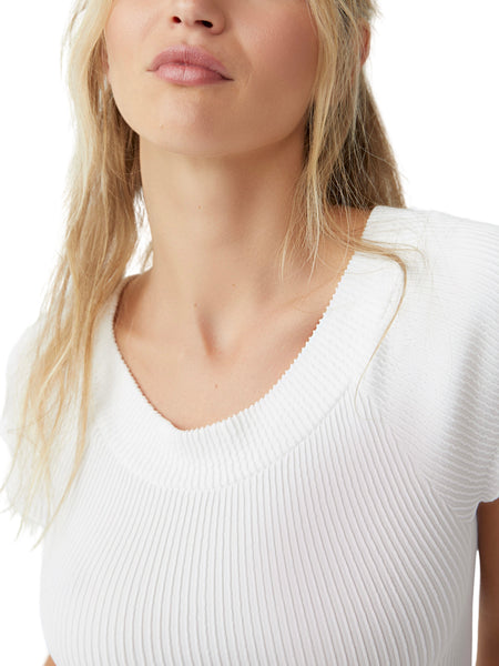 Ribbed SMLS Off Shoulder Top in White