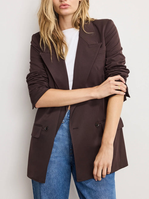 Essential Suiting Oversized Double Breasted Blazer in Dark Chocolate