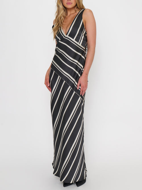 Mira Dress in Onyx Stripe