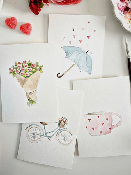 Love Sweet Love Watercolor Notecard Set