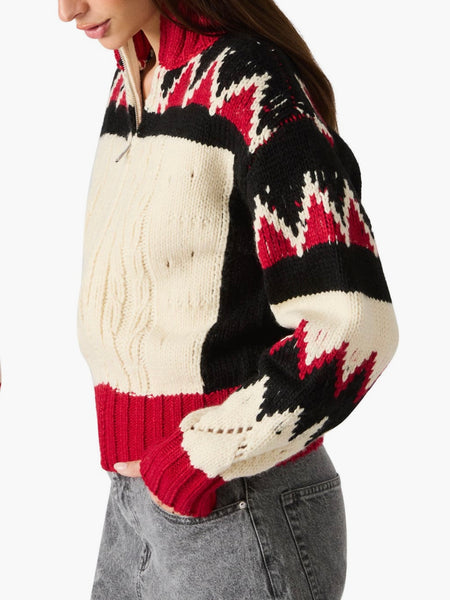 Averia Sweater Jacket in Red Multi