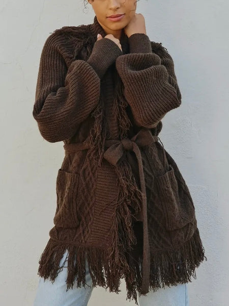 Forever In Fringe Cardi in Umber
