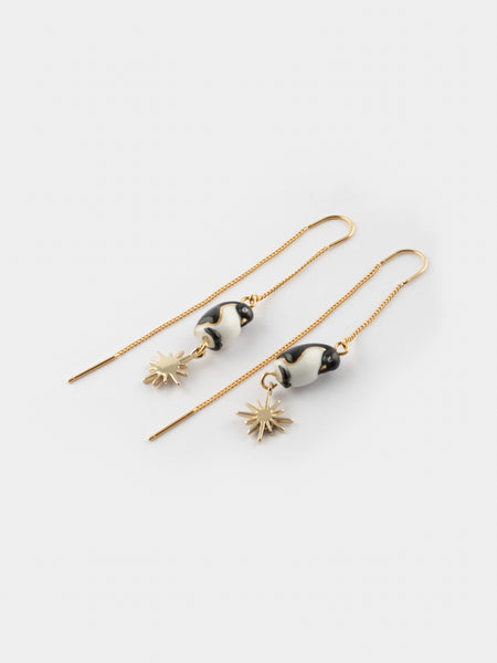 Big Aster Flower Pendant Earrings