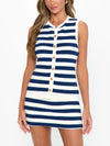 All Night Skort in Navy Stripe Delight Knit