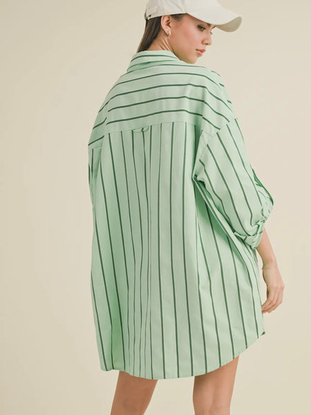 Just Right Shirt Dress in Green