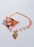 Shell Statement Necklace in Salmon Pink