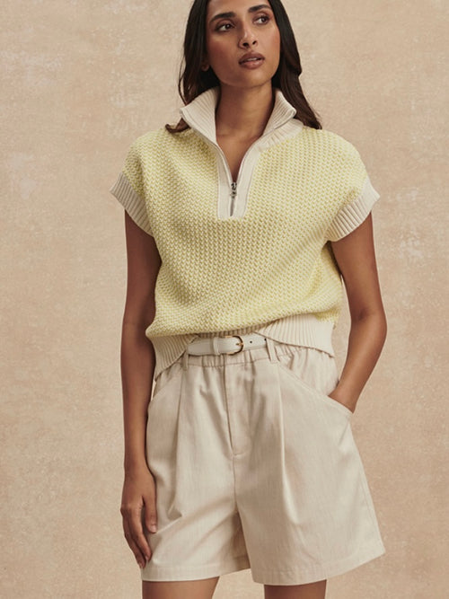 Fowley Knit Top in Snow White & Limeade