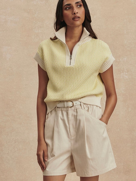 Fowley Knit Top in Snow White & Limeade