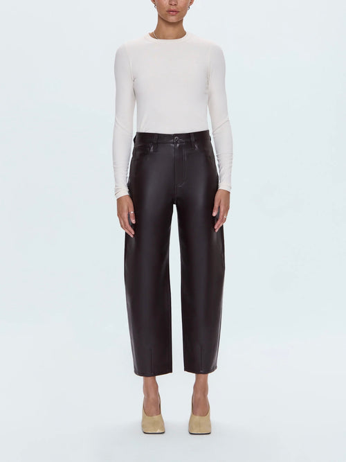 Eli Faux Leather Pant in French Roast