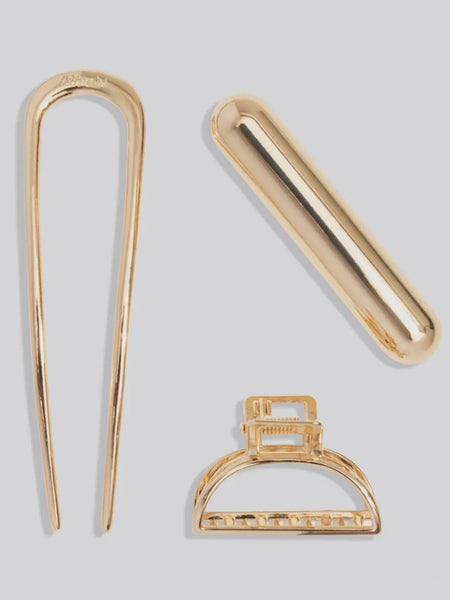 Mini Metal French Hair Pin & Clips 3pc