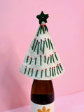 Felt Tree Bottle Topper in Green/Ivory
