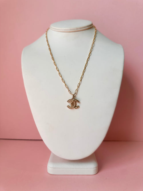 Gold Pearl Charm Necklace