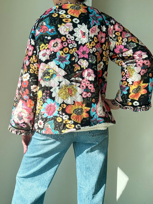 Floral Frenzy Quilted Jacket in Rainbow