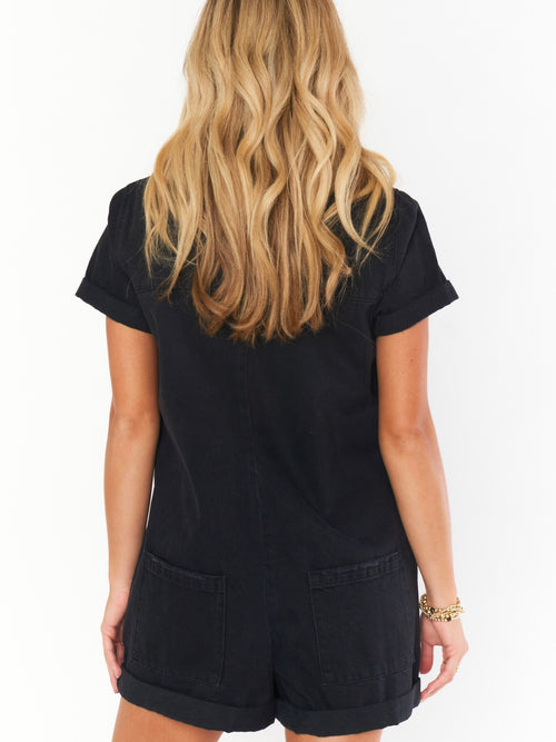 Range Romper in Washed Black