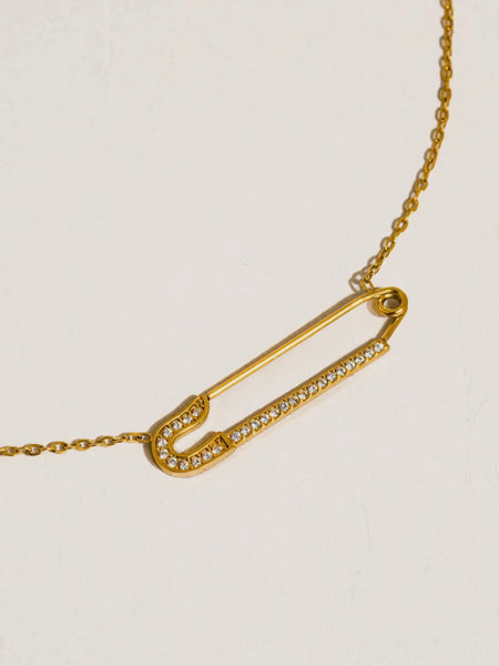 Lyselle CZ Safety Pin Necklace